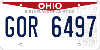 OH license plate GOR6497