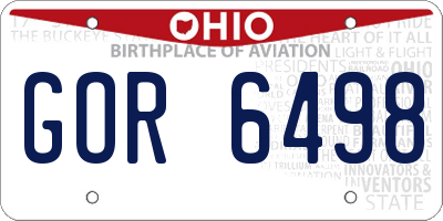 OH license plate GOR6498