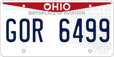 OH license plate GOR6499