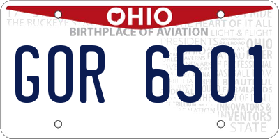 OH license plate GOR6501