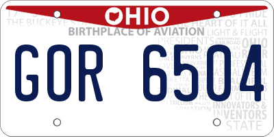 OH license plate GOR6504