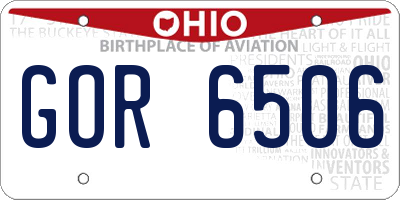 OH license plate GOR6506