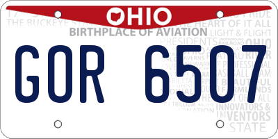 OH license plate GOR6507