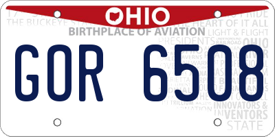 OH license plate GOR6508