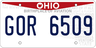 OH license plate GOR6509