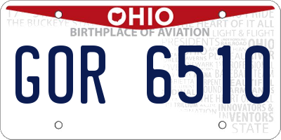 OH license plate GOR6510