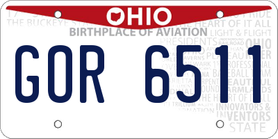 OH license plate GOR6511