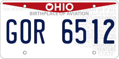 OH license plate GOR6512
