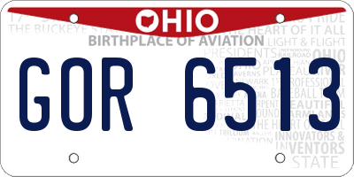 OH license plate GOR6513