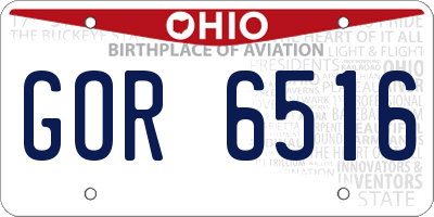OH license plate GOR6516
