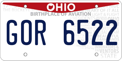 OH license plate GOR6522
