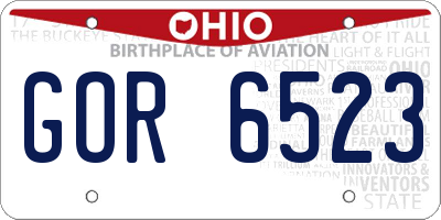 OH license plate GOR6523