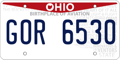 OH license plate GOR6530