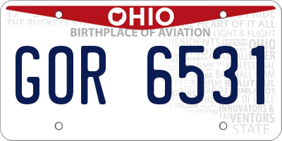 OH license plate GOR6531