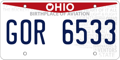 OH license plate GOR6533