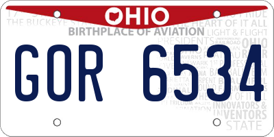 OH license plate GOR6534