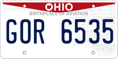 OH license plate GOR6535