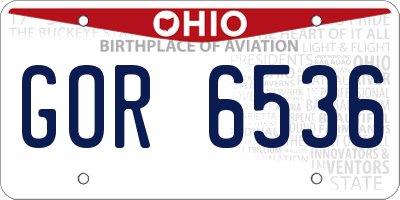 OH license plate GOR6536