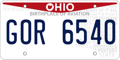 OH license plate GOR6540