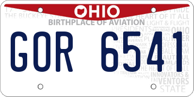 OH license plate GOR6541