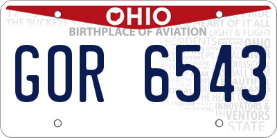 OH license plate GOR6543