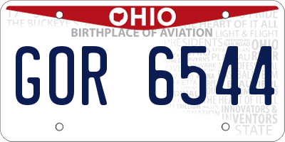 OH license plate GOR6544