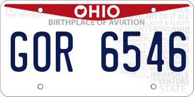 OH license plate GOR6546