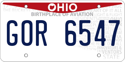 OH license plate GOR6547