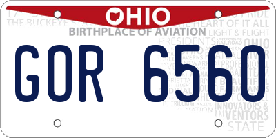 OH license plate GOR6560