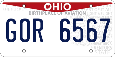 OH license plate GOR6567