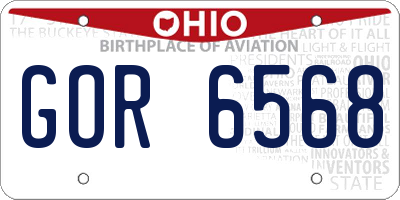 OH license plate GOR6568