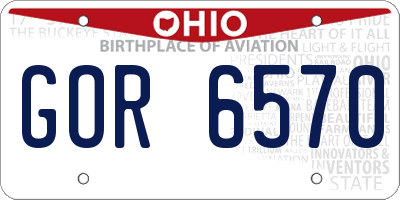 OH license plate GOR6570