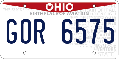 OH license plate GOR6575