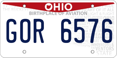 OH license plate GOR6576