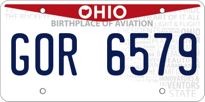 OH license plate GOR6579