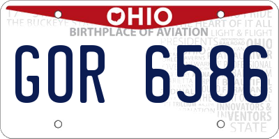 OH license plate GOR6586
