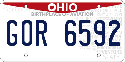 OH license plate GOR6592
