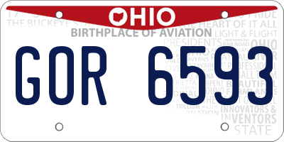 OH license plate GOR6593