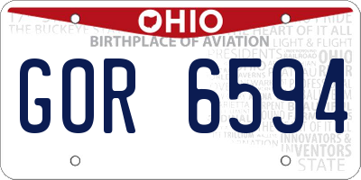 OH license plate GOR6594