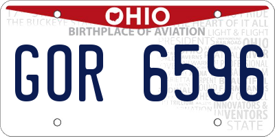 OH license plate GOR6596
