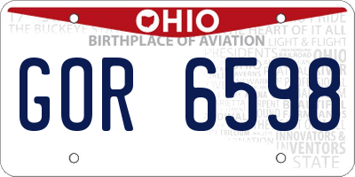 OH license plate GOR6598