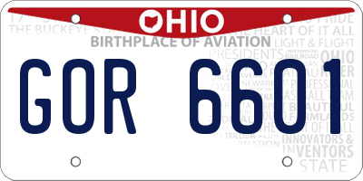 OH license plate GOR6601