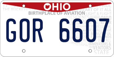 OH license plate GOR6607