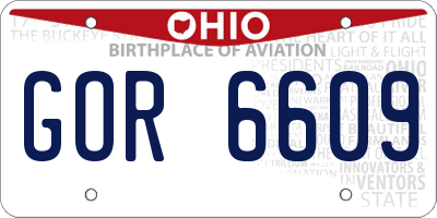 OH license plate GOR6609