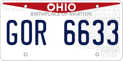 OH license plate GOR6633