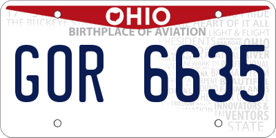 OH license plate GOR6635