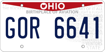 OH license plate GOR6641
