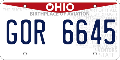 OH license plate GOR6645