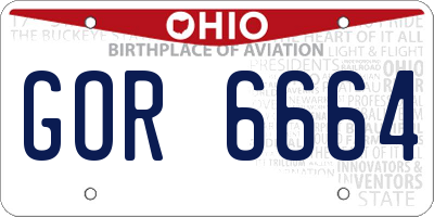 OH license plate GOR6664