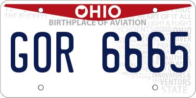 OH license plate GOR6665